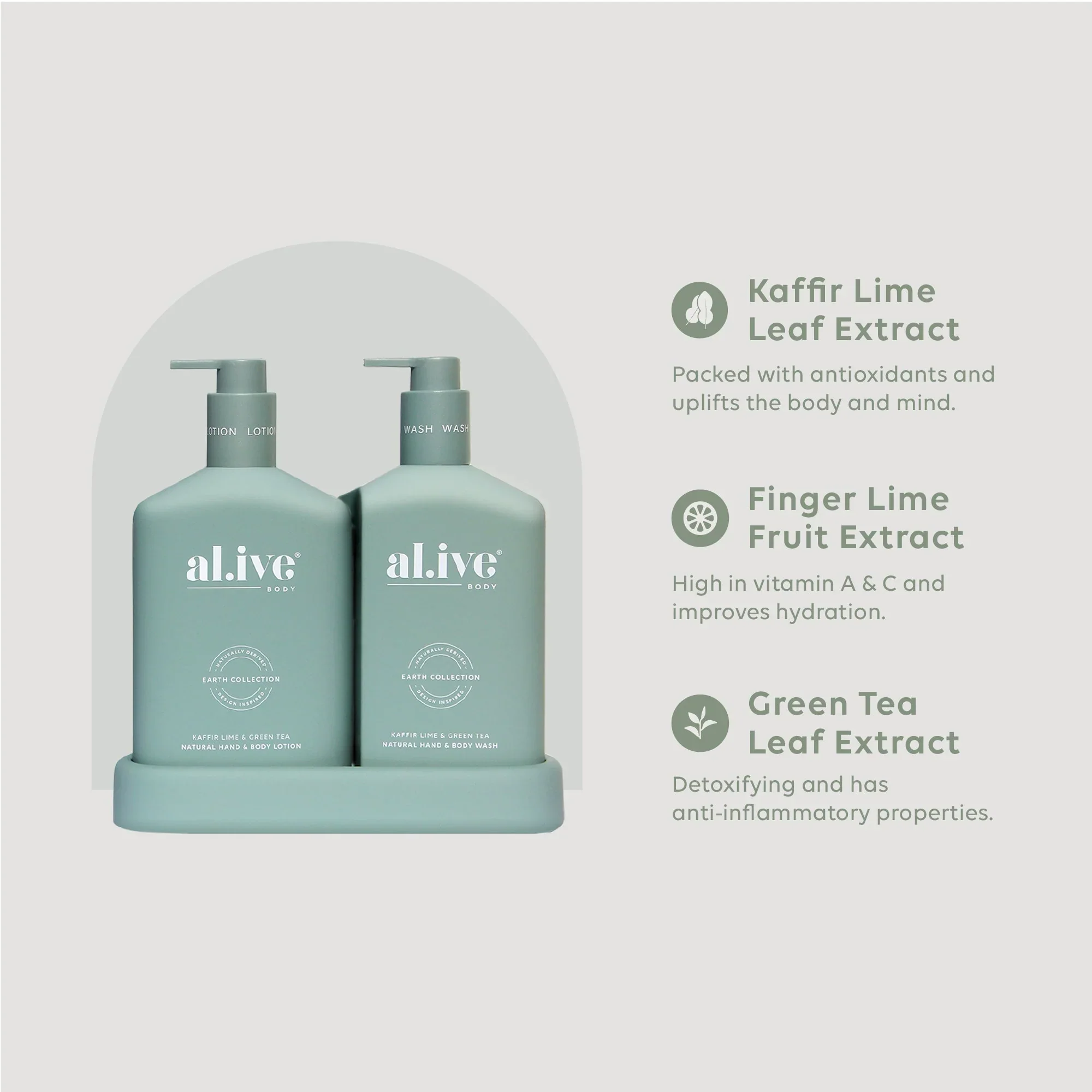 Al.ive Wash & Lotion Duo + Tray - Kaffir Lime & Green Tea - Image 5