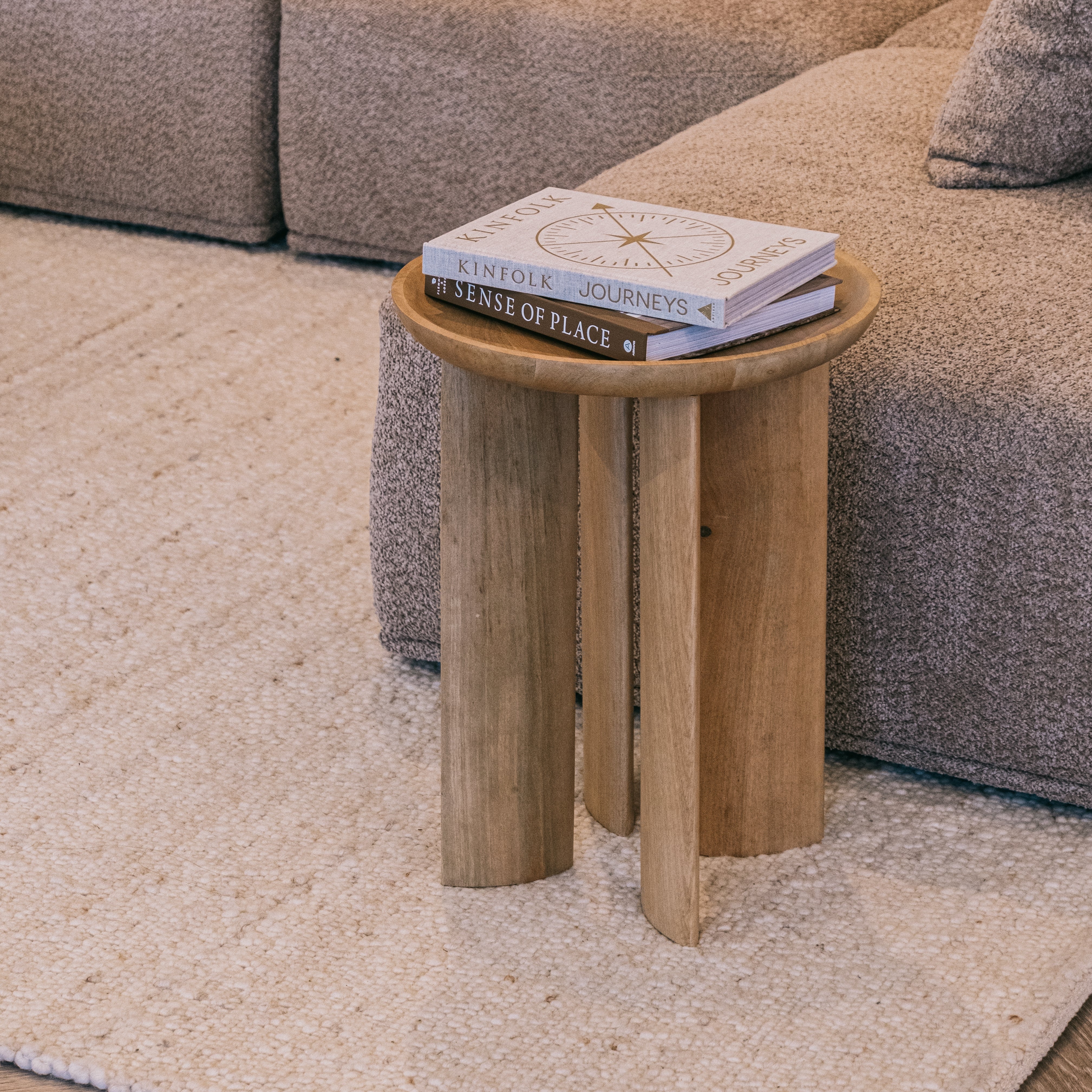 Belgium-Handwoven Textured Wool Rug - Mushroom - Image 2