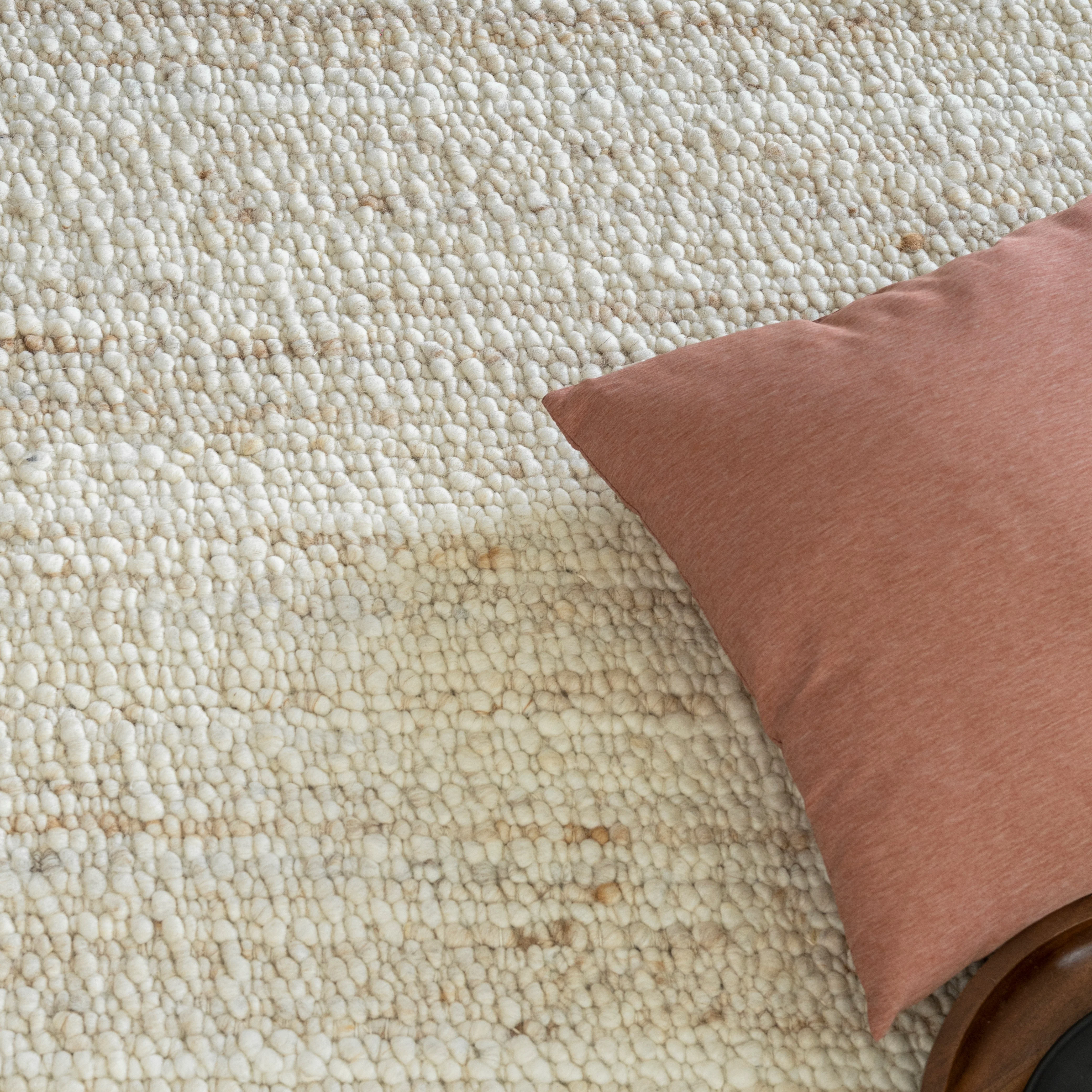 Belgium-Handwoven Textured Wool Rug - Mushroom - Image 3