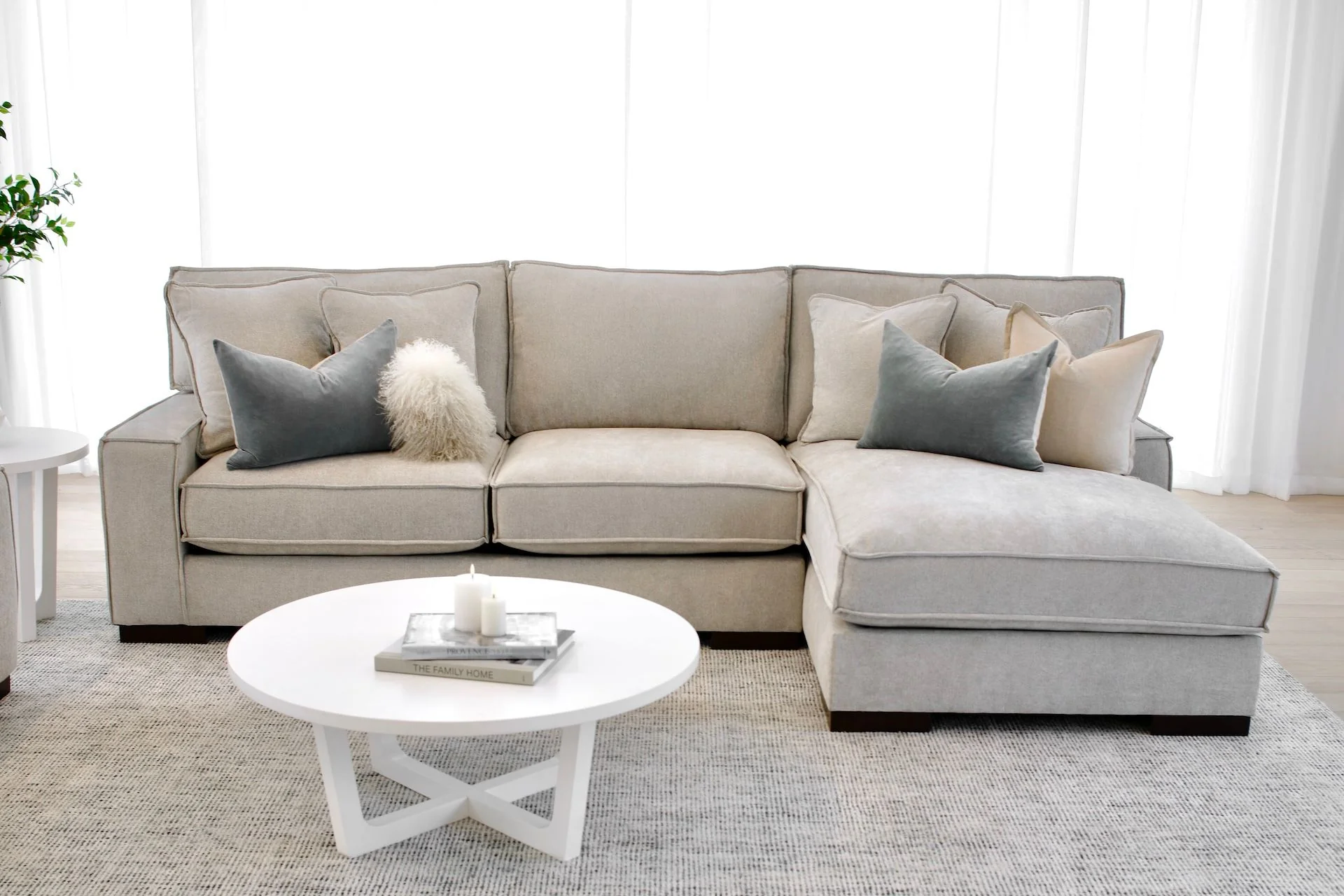 Brielle 4 Seater with Chaise - Light Grey - Image 2