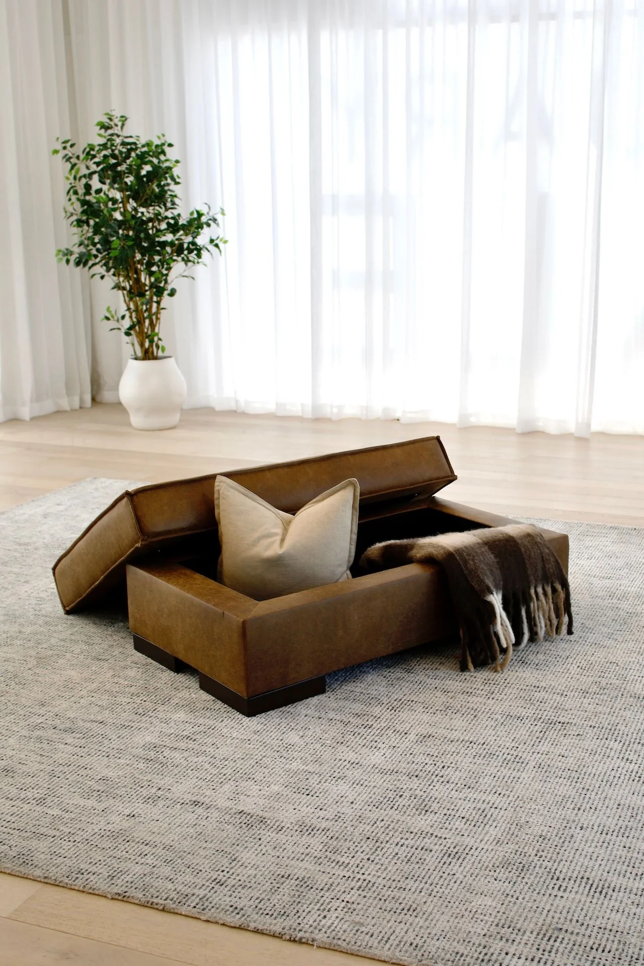 Brielle Ottoman - Tan - Image 4