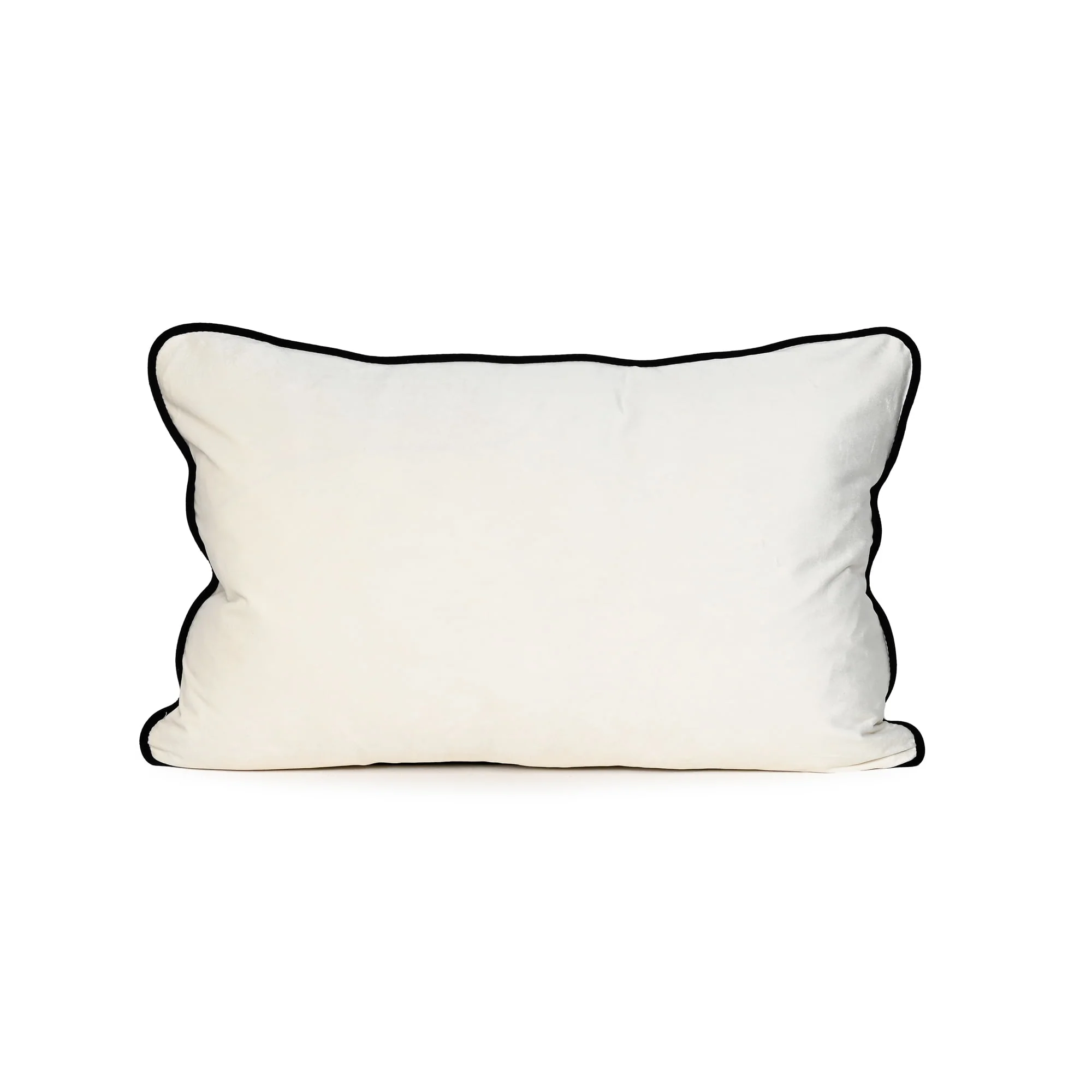 Coco Piped Lumbar Cushion - Ivory with Black Piping