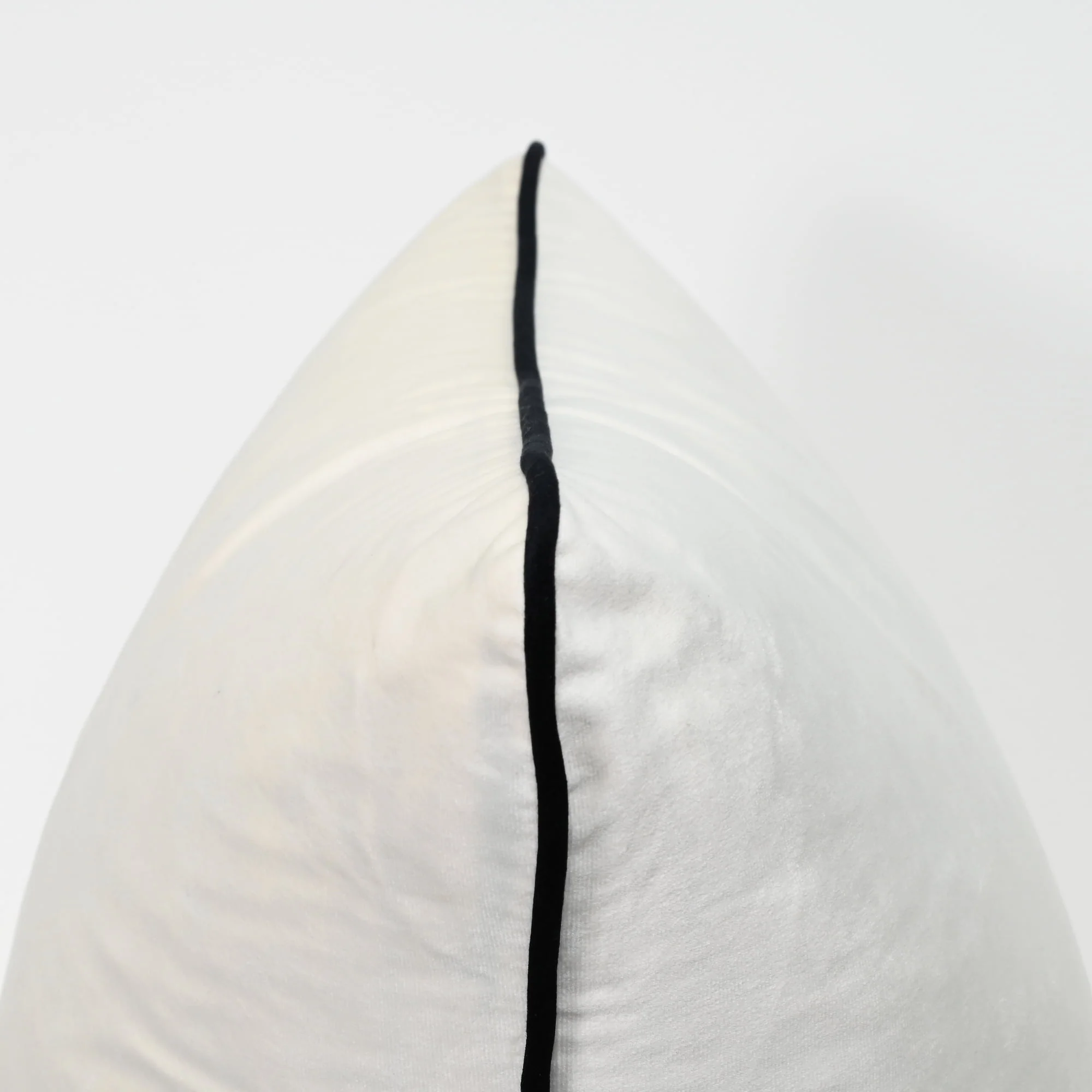 Coco Piped Lumbar Cushion - Ivory with Black Piping - Image 3