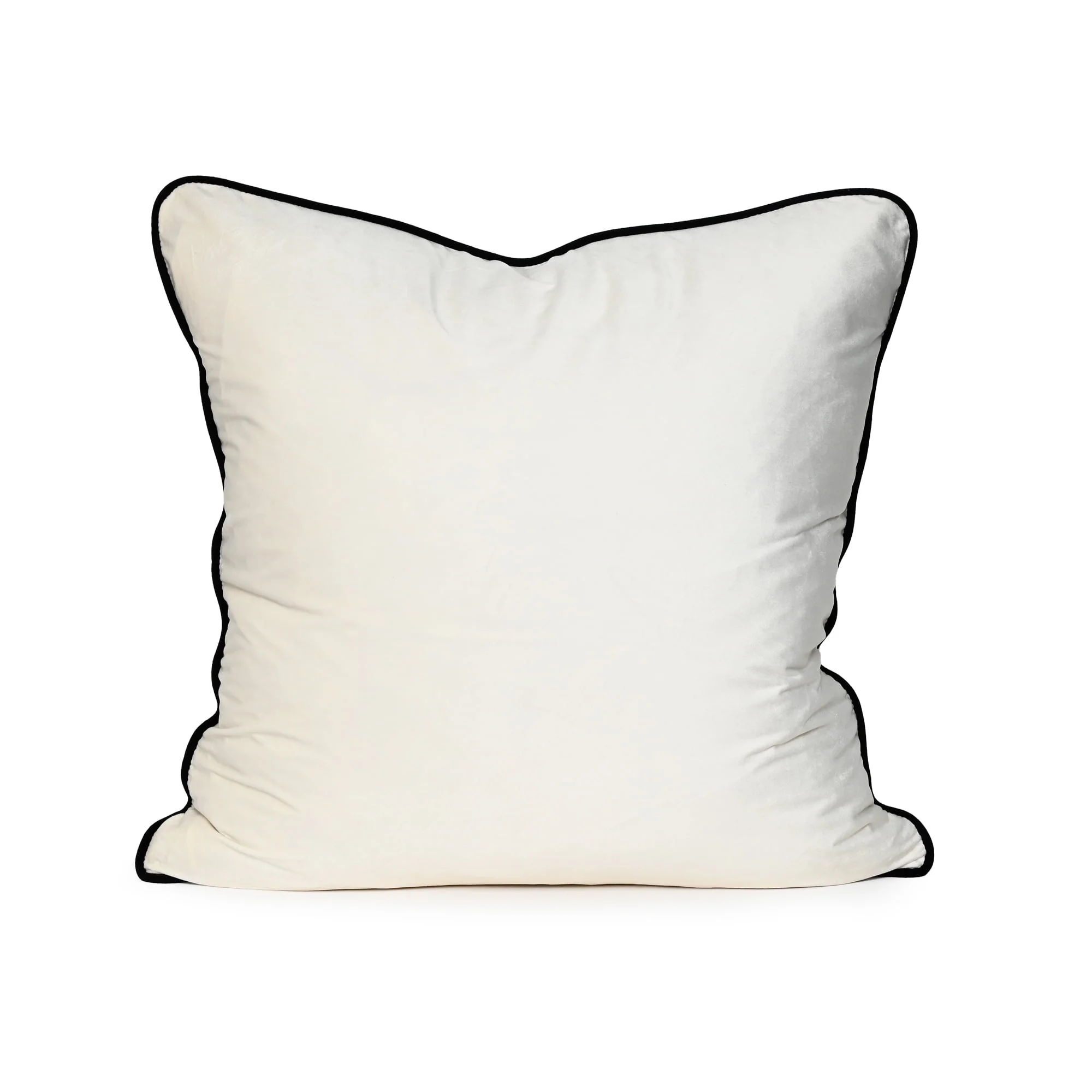 Coco Piped Velvet Cushion - Ivory - Image 2