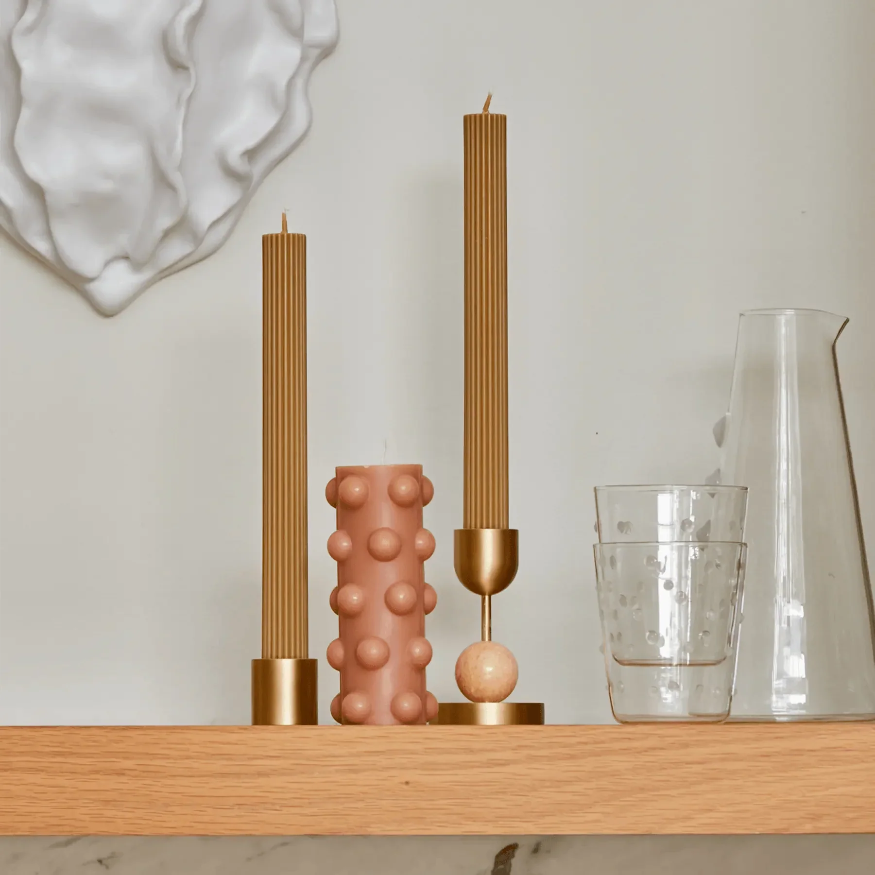 Column Pillar Candle Duo - Honey - Image 3