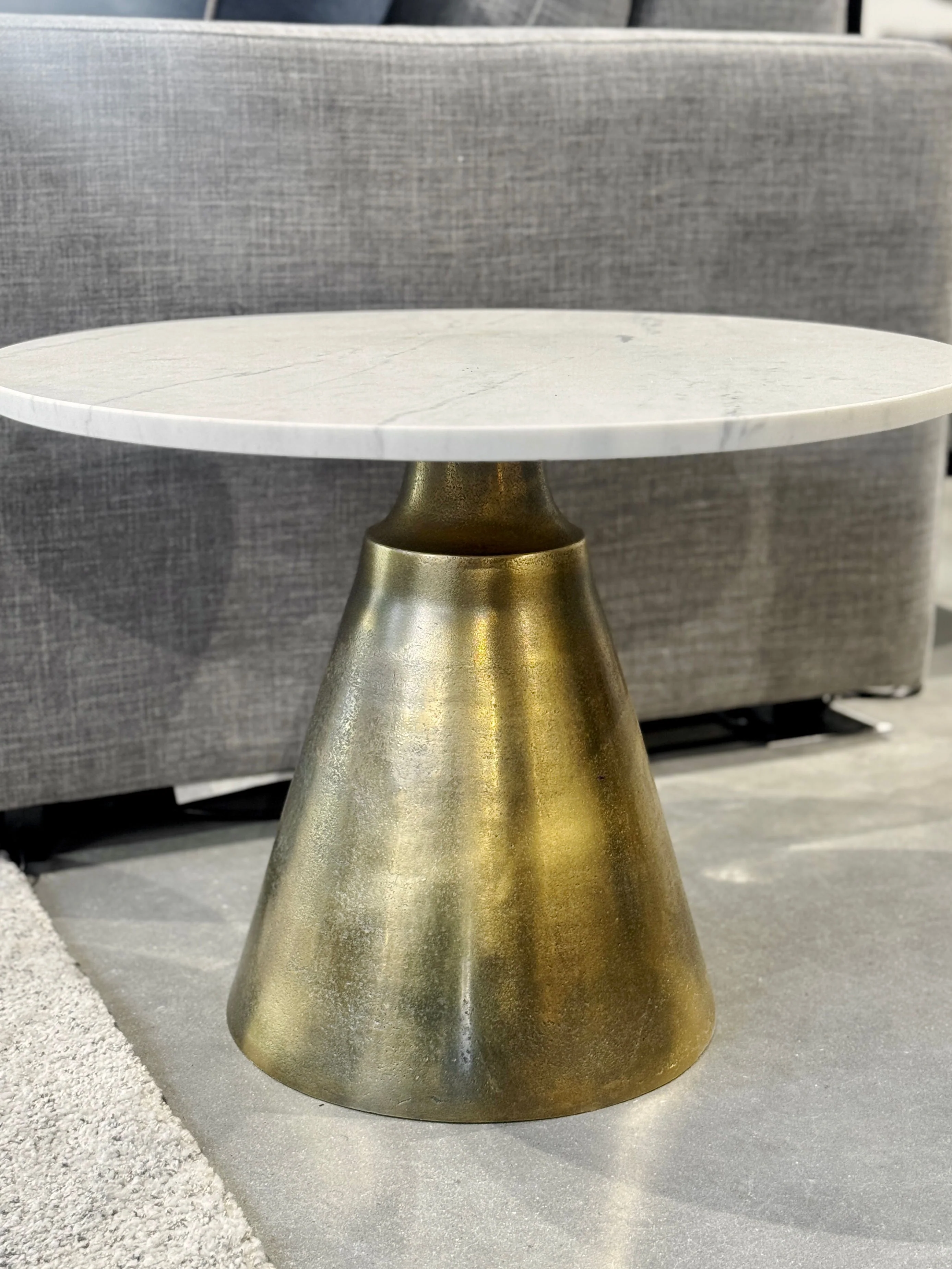 Cone Side Table - Marble top with Brass Base - Image 2