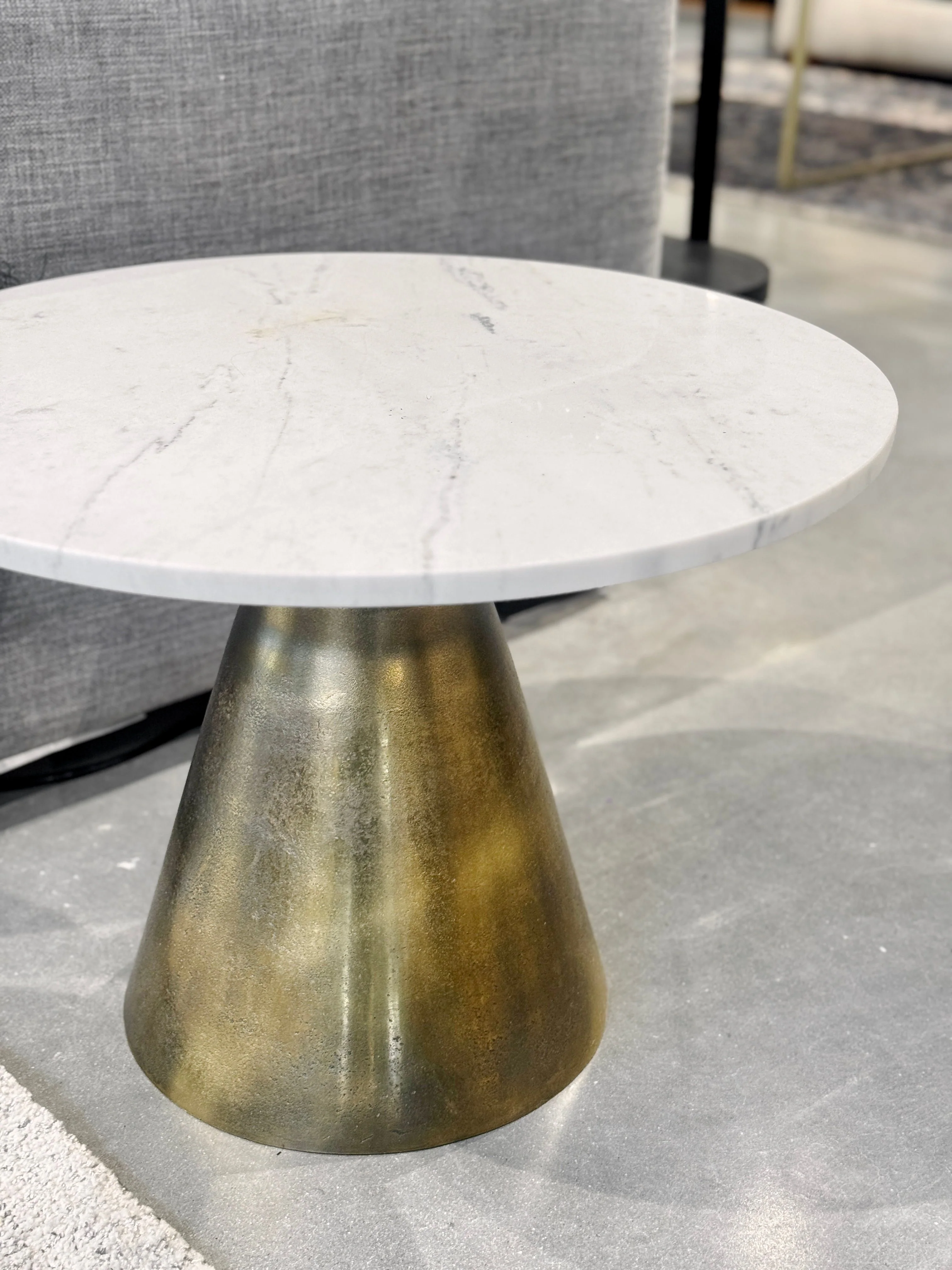 Cone Side Table - Marble top with Brass Base - Image 3