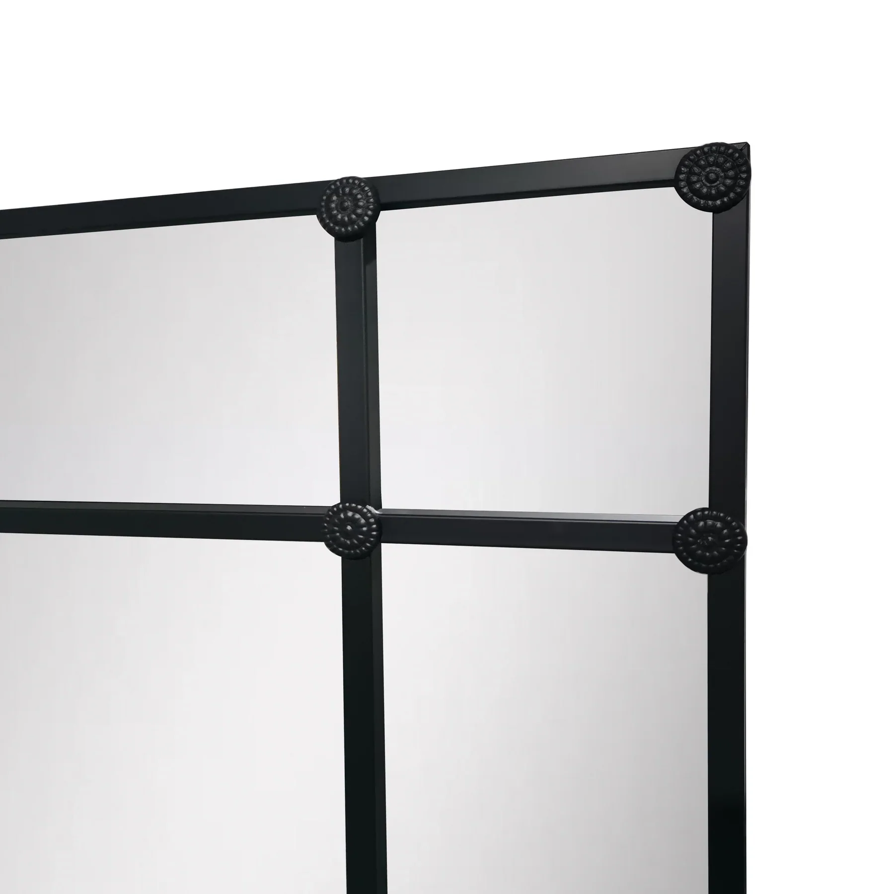 Crawford Rectangular 16 Pane Iron Framed Mirror - Black - Image 4