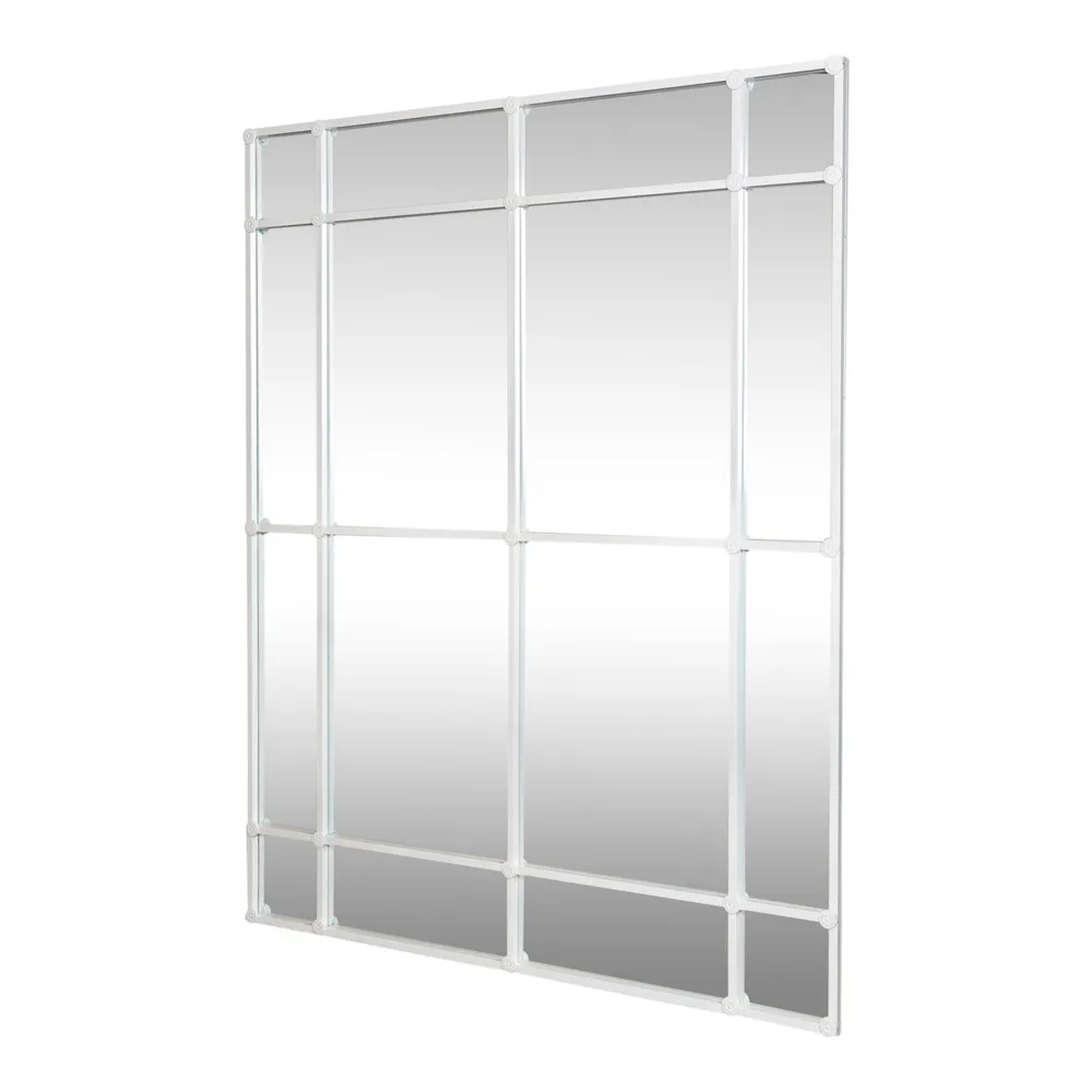 Crawford Rectangular 16 Pane Iron Framed Mirror - White - Image 3