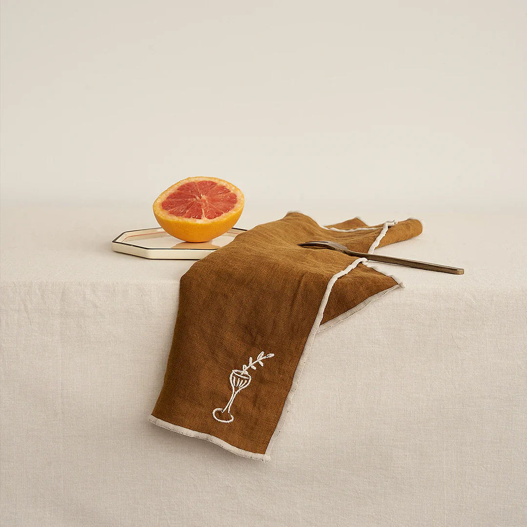 Embroidered Linen Napkin Set - Goblet - Image 4