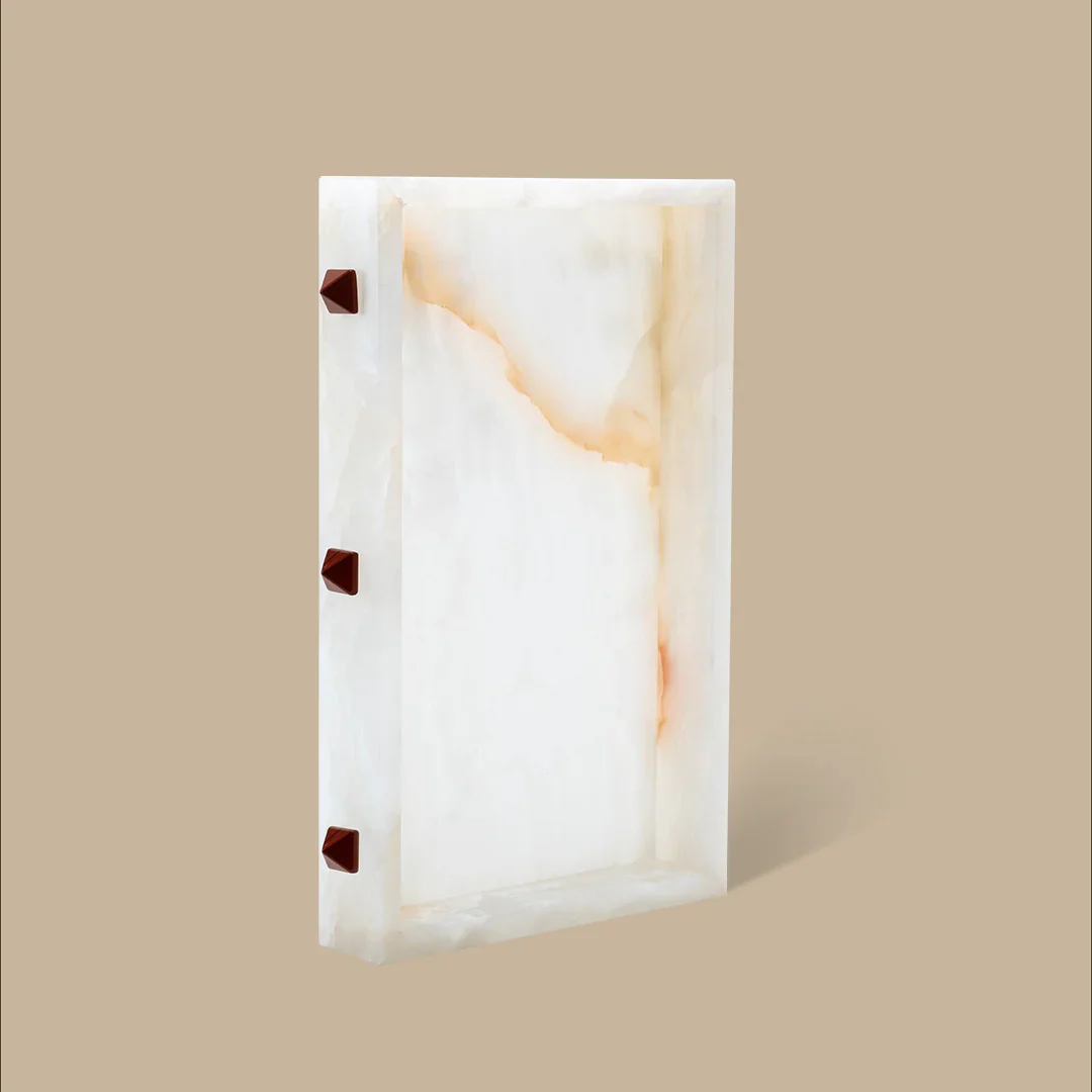 Forma Rectangle Tray - White Onyx with Rivets - Image 2