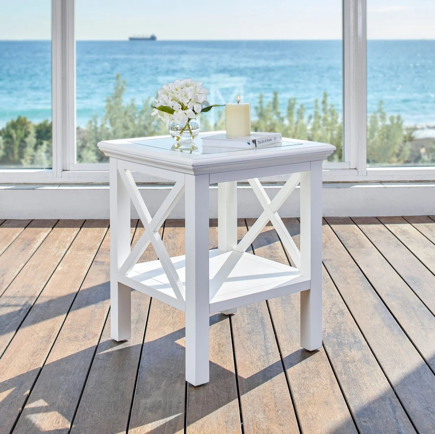 Hampton Glass Top Side Table