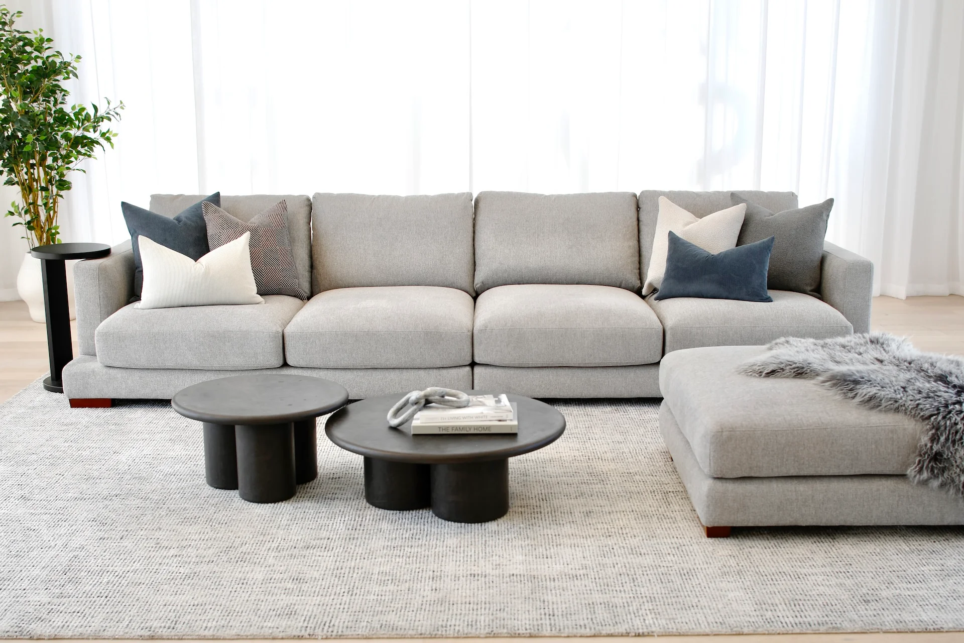 Jensen 4 Seater Lounge with Ottoman - Grey Gum - Image 2