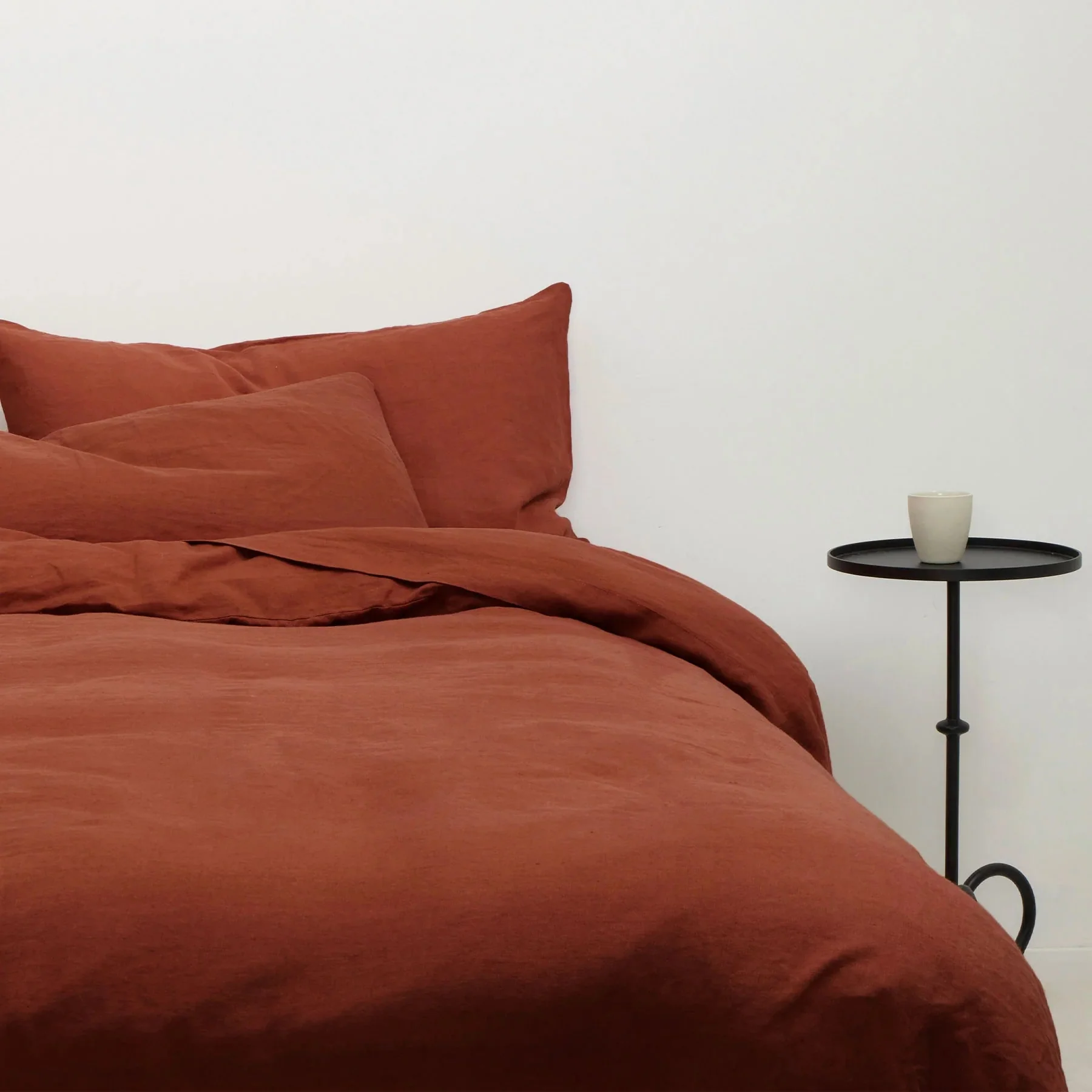 Linen Queen/King Flat Sheet with Border - Sienna - Image 2