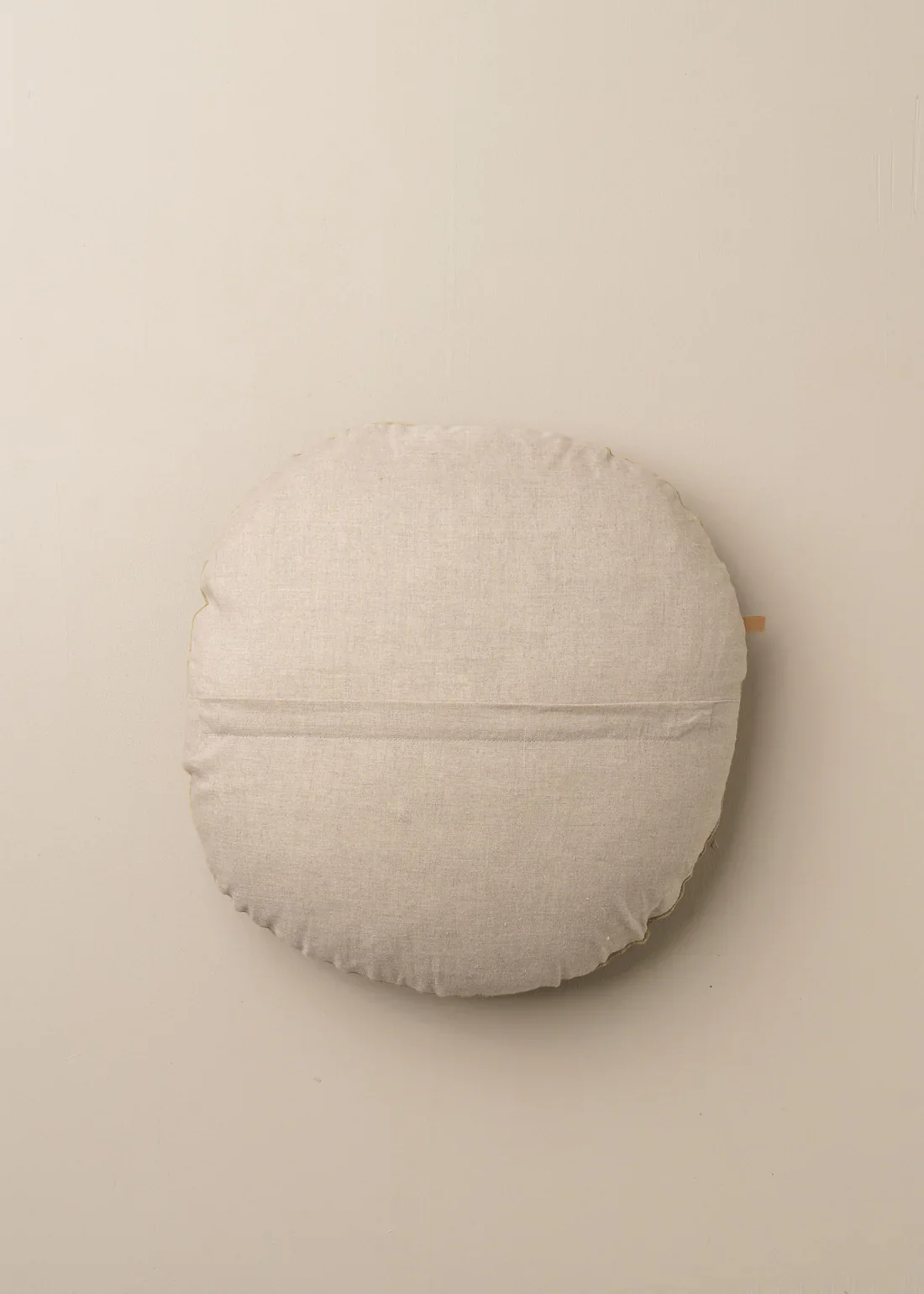 Linen/Velvet Round Cushion - Olive - Image 2