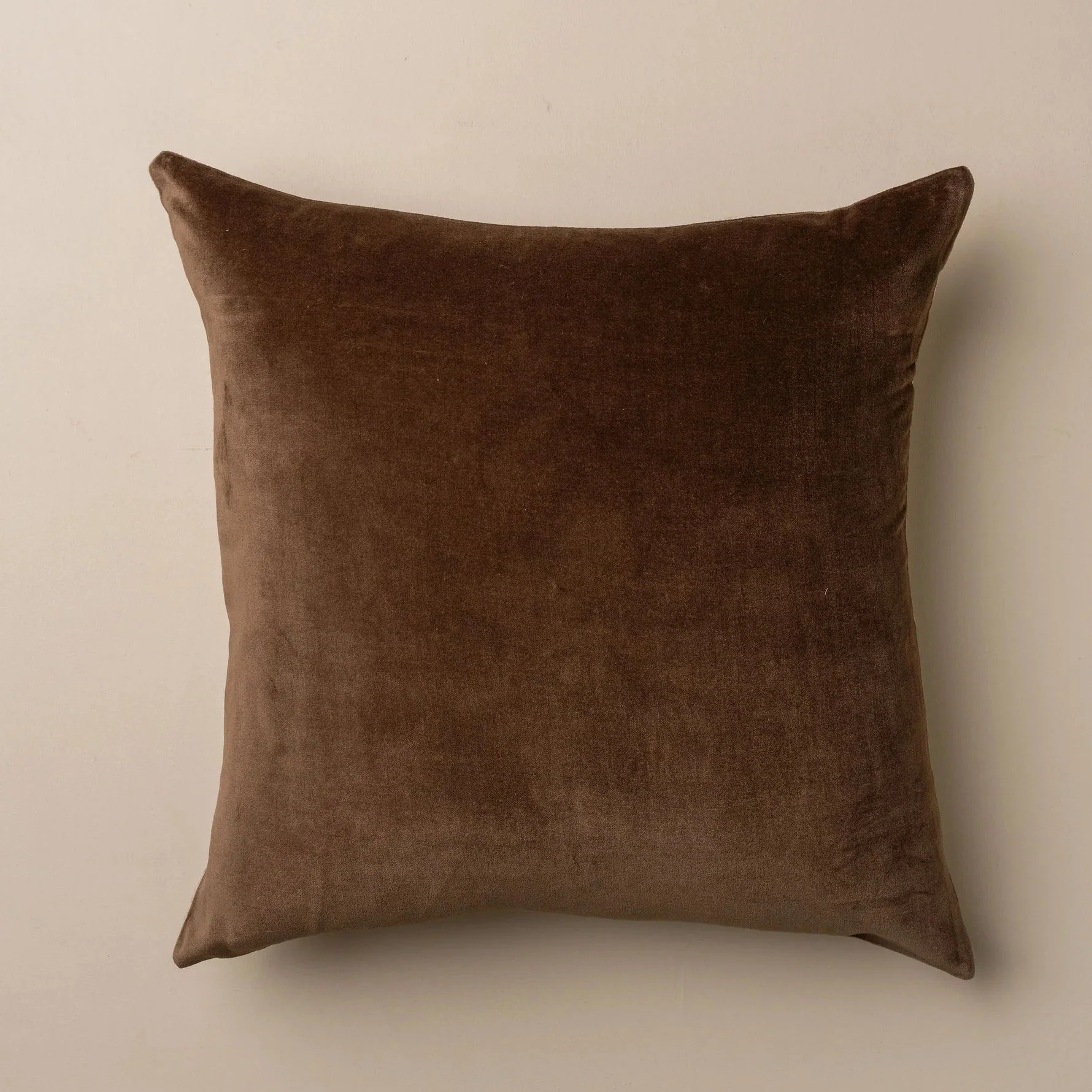 Linen/Velvet Square Cushion - Chocolate