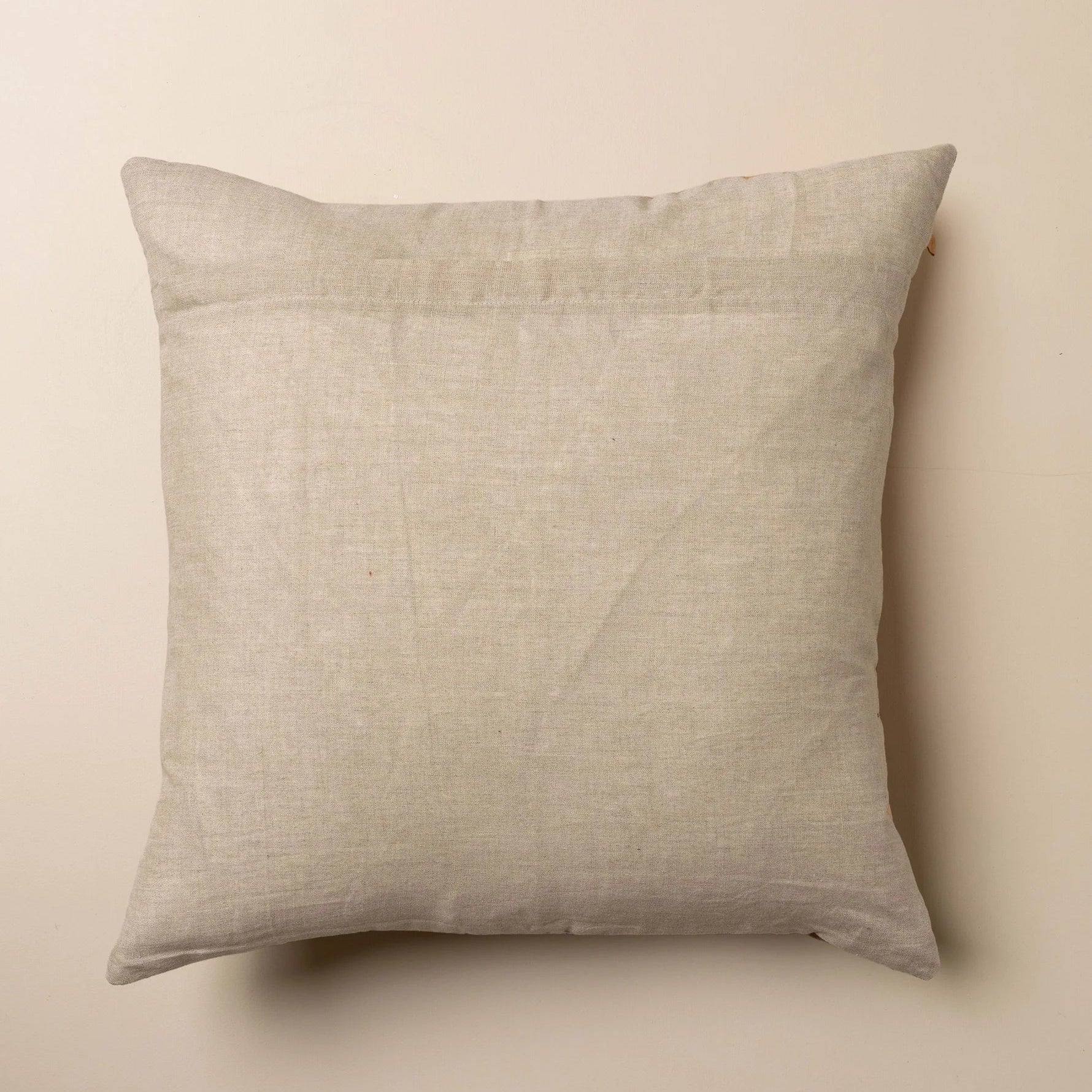 Linen/Velvet Square Cushion with Feather Insert - Burgundy - Image 4