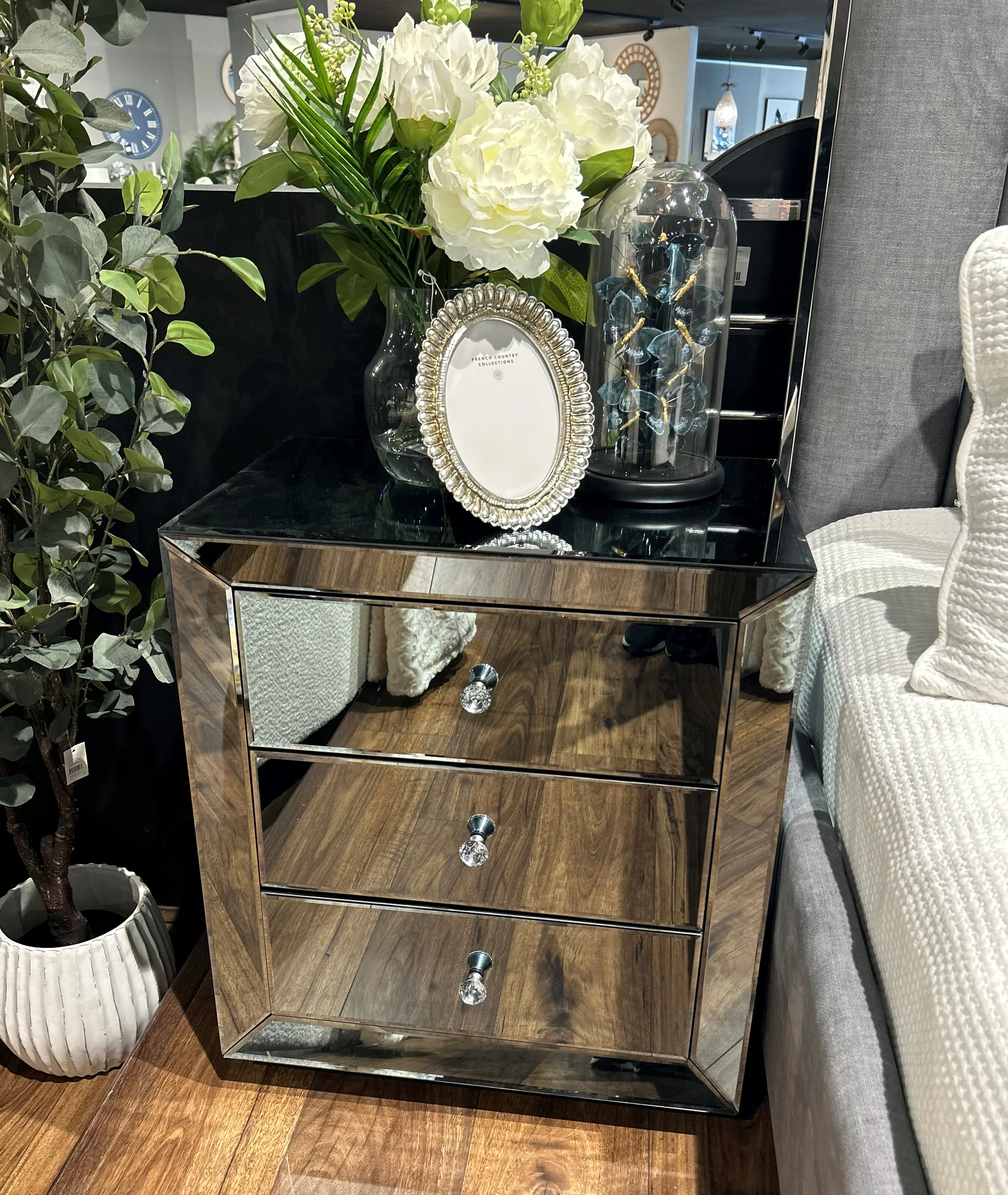 Monroe Mirrored Bedside - Smoke - Image 4