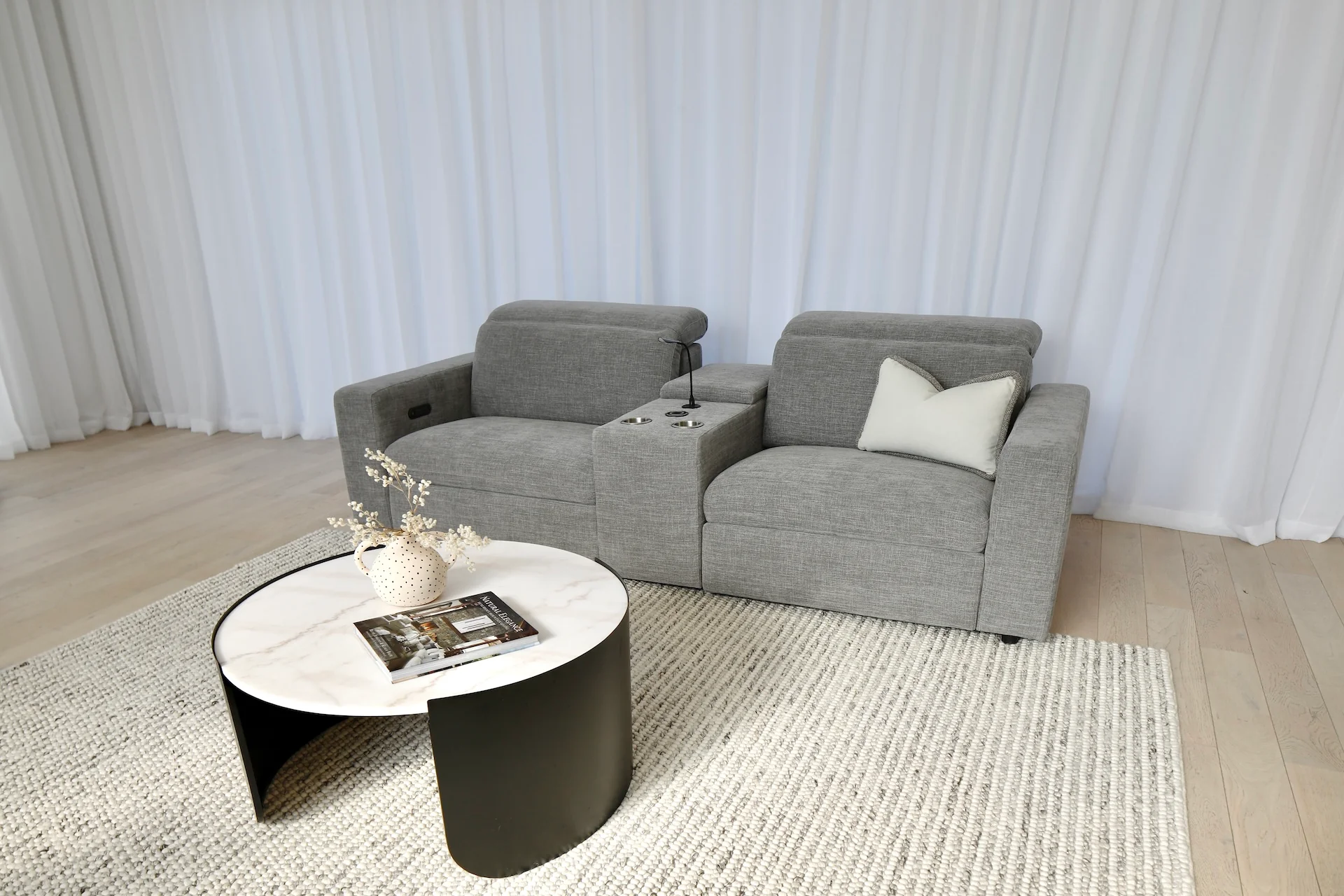 Newport 3 Piece Loveseat with Power Recliners - Top Storm - Image 3