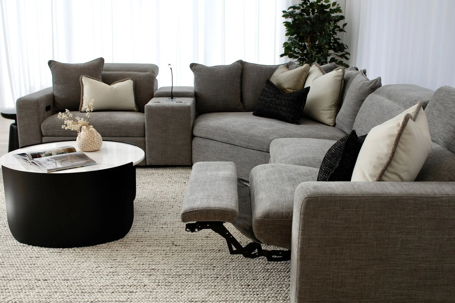 Newport 5 Piece Power Recliner Suite - Top Storm - Image 4