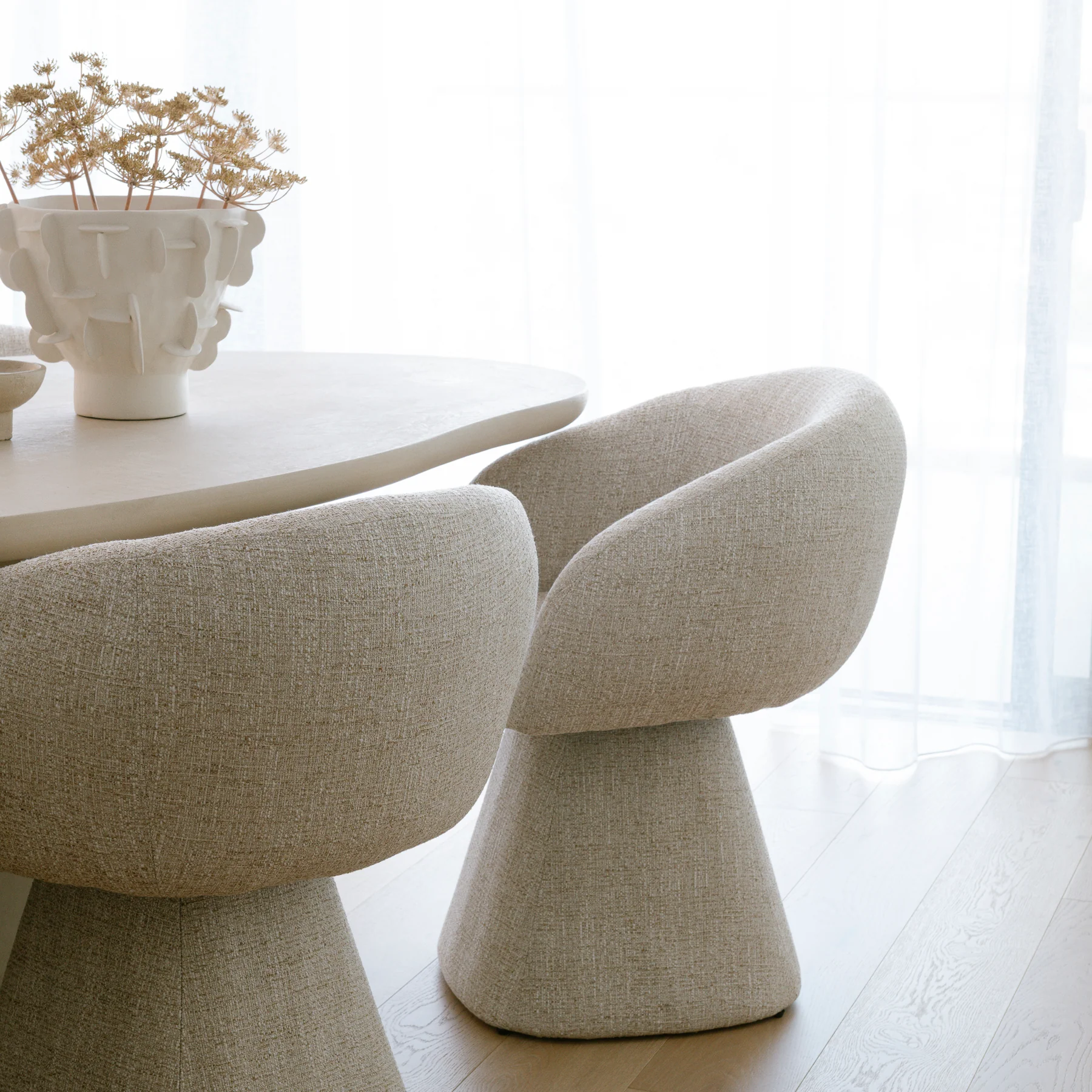Noemi Swivel Dining Chair - Oat