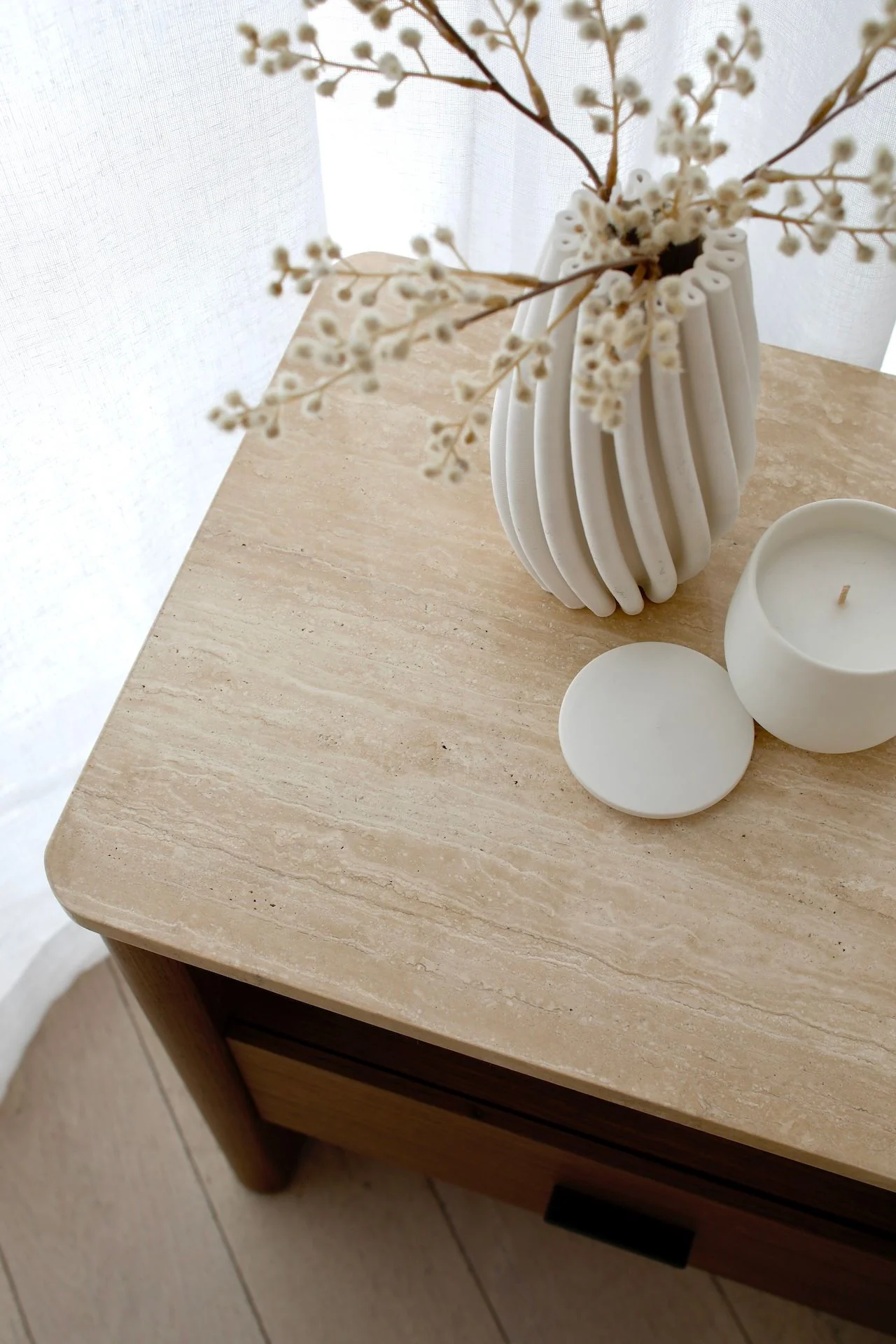 Oscar Travertine Look Bedside Table - Image 5