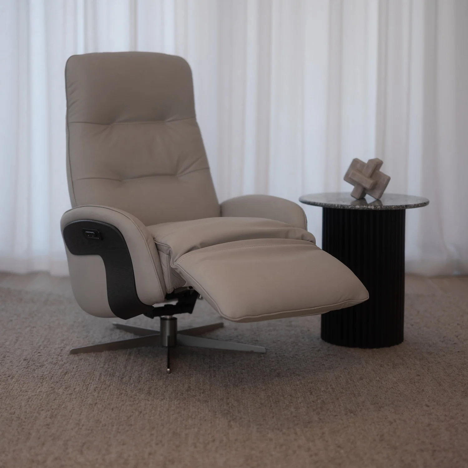 Stellan Leather Reclining Swivel Arm Chair - Image 2