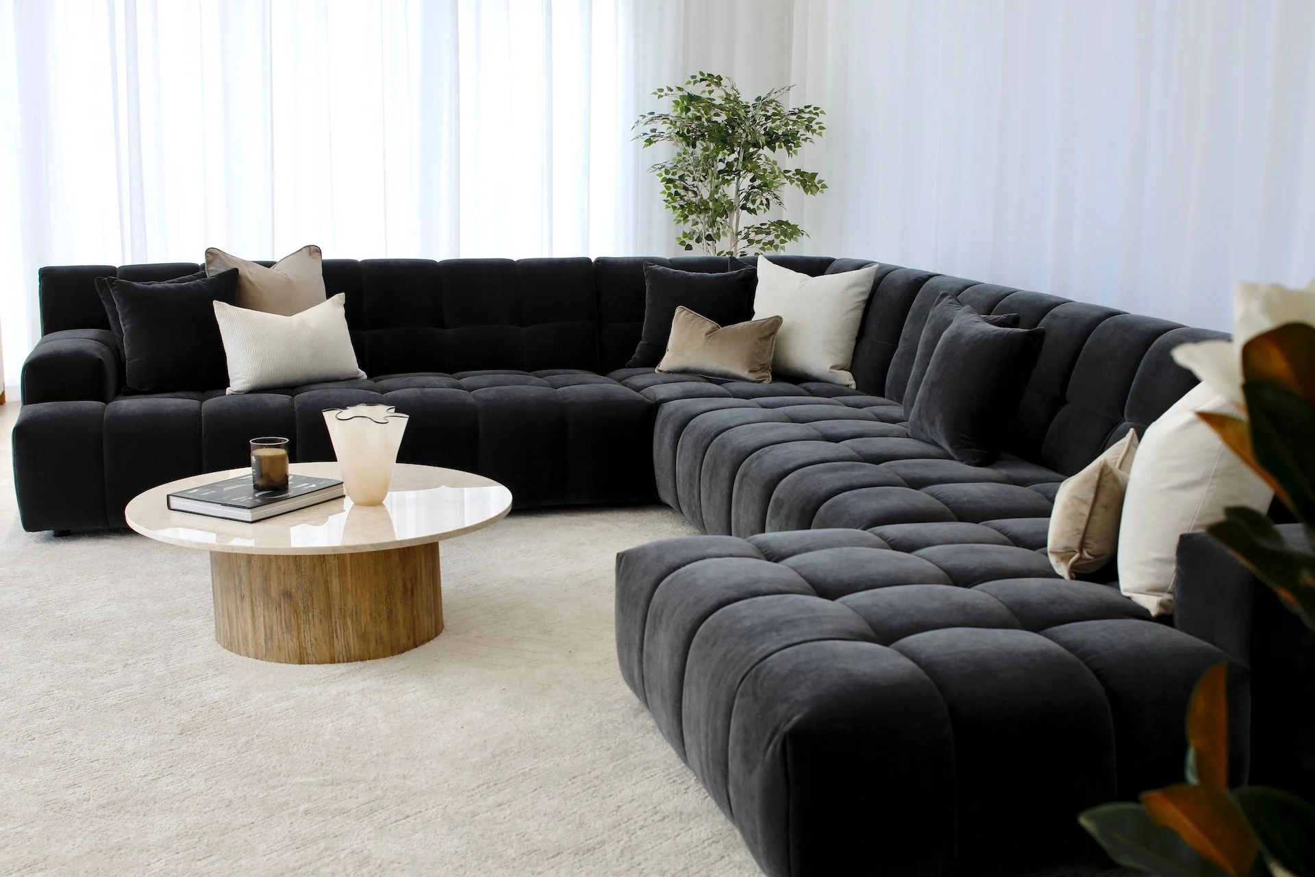 Valletta Corner Modular with Chaise - Mystique Caviar - Image 4