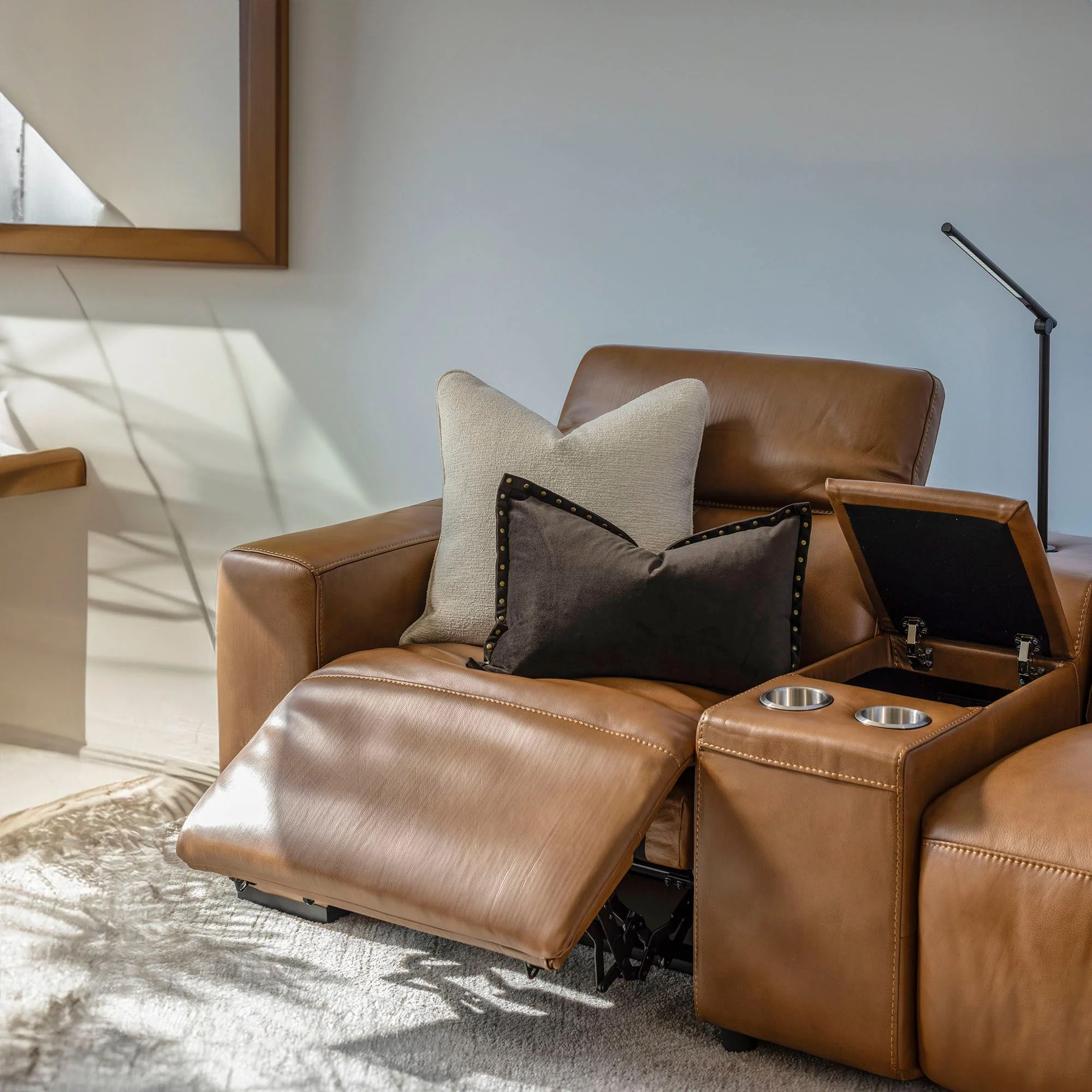 Zayn 3 Seater Electric Recliner with Chaise & Console - Biscoff - Image 3