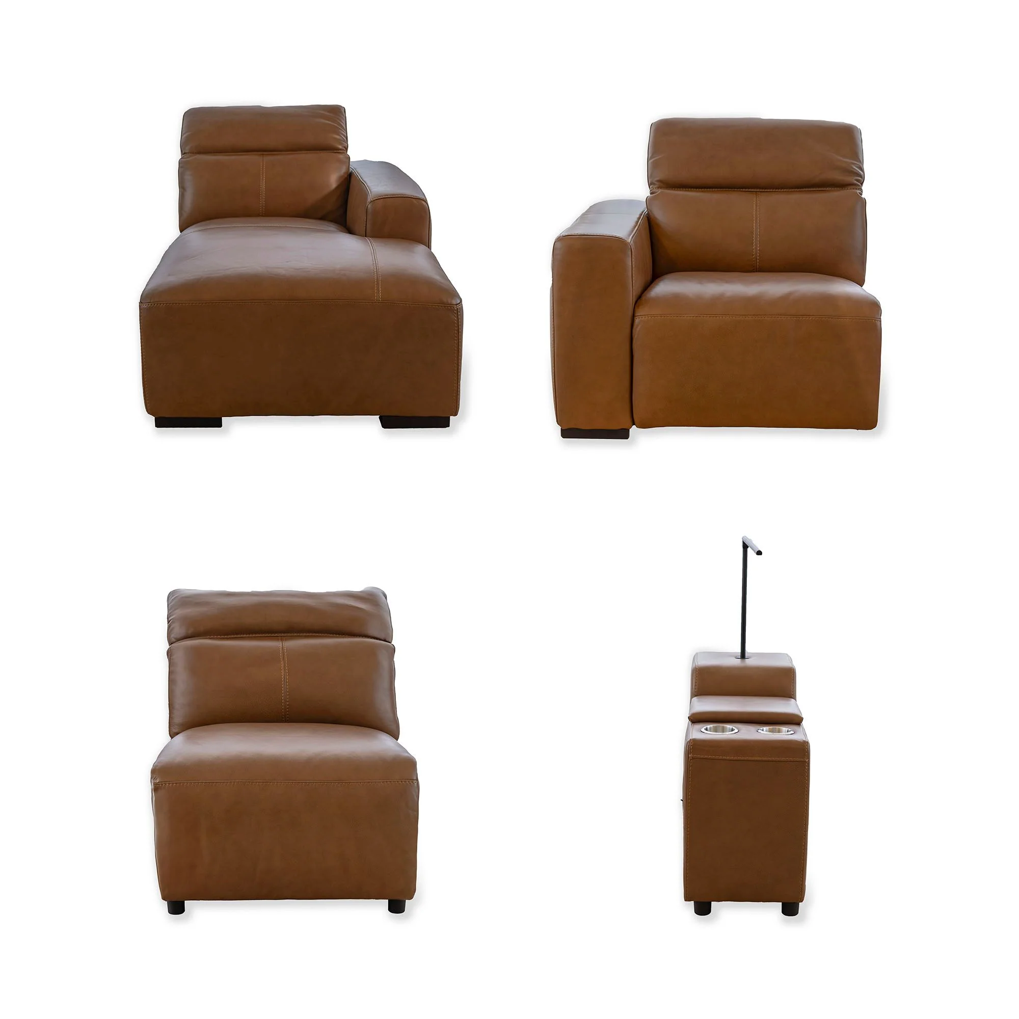 Zayn 3 Seater Electric Recliner with Chaise & Console - Biscoff - Image 5